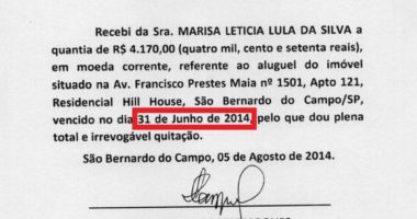 Artigo: Defesa de Lula entrega à Justiça recibos de aluguel com datas inexistentes