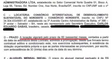 Artigo: Em 2019, Consórcio do Nordeste alugou sala em Brasília por quase meio milhão de reais por ano