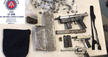 Artigo: Camaçari: PM apreende armas e drogas com suspeito de tráfico