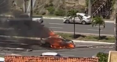 Artigo: Carro pega fogo na Avenida Magalhães Neto, em Salvador